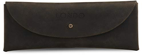 Londo Echtleder Federmäppchen mit Druckknopfverschluss - Bleistift Beutel, Schlampermäppchen, Pencil Case, Schulmäppchen, Stiftetasche, Schlampermäppchen