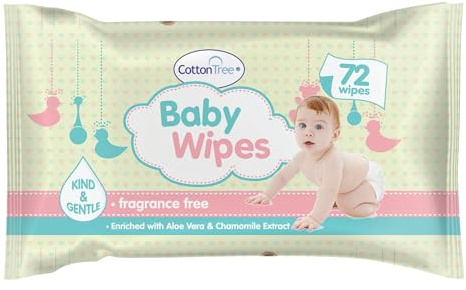 Cotton Tree Essential Baby Wipes, 72Pk