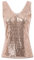 GRACE KARIN Damen Pailletten Tops Sparkle Shimmer Weste Ärmellos V-Ausschbitt U-Back Side Split Bluse Tunika S Rose Gold CL011080-2