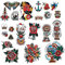 CARGEN Classic Temporary Tattoos - Old School Stickers in Different Sizes, Waterproof Vintage Designs: Flowers, Roses, Swallows, Butterflies, Swords