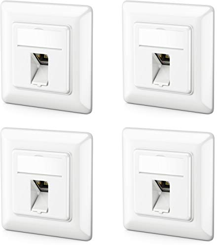 deleyCON 4x CAT6a Keystone Netzwerkdosen Set Unterputz 4x Netzwerkdose 4x Keystone Modul STP Geschirmt Metall Gehäuse RJ45 Keystone Jack Datendose Netzwerkkabel