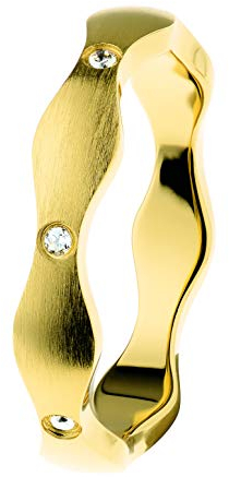 Ernstes Design Evia Ring R575 Edelstahl goldfarben beschichtet matt 4mm mit Zirkonia (57 (18.1))