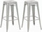 CLP 2er Set Barhocker Joshua I Stapelbare Tresenhocker aus Metall I Barstühle mit Fußstützen I Sitzhöhe 76 cm I Stapelhocker, Farbe:Silber