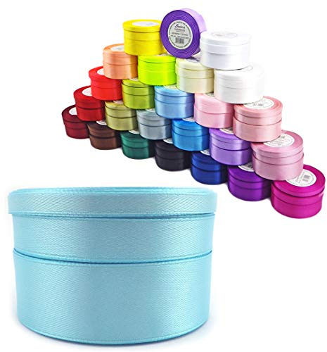 Sepkina Satinband Schleifenband Dekoband Band Bastelband Geschenkband Nähband Zierband Satin Blau Hellblau Baby Blue 12mm 0,18€/M (Hellblau, 12)