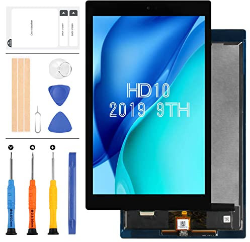 LCD-Bildschirm für Amazon Fire HD 10 HD10 2019 9th Gen M2V3R5 LCD Display Touchscreen Digitizer Matrrix Montage Vollglas Panel Lens Replacement Kits with Free Repair Tools (Schwarz)
