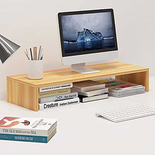 W&X Laptop-ständer Mit Speicherplatz,Kunststoff Monitor Stand Riser,Multi-Zweck Desktop Storage Organizer Seinheit Für Laptop Tv Drucker Pc,Computermonitor Riser-Natürliches a 51x17x9cm(20x7x4inch)