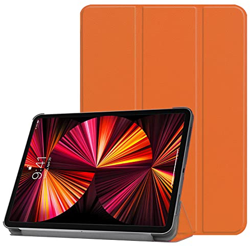 FroShop Hülle für iPad Pro 11 2021/2020/2018 (1. Gen 2.Gen 3.Gen), Magnetisches Ultra Schlank leichte und Klappständer Schutzhülle mit Automatischem Schlaf/Aufwach (Orange)
