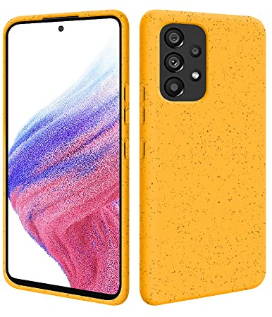 HSP Case for Samsung Galaxy A53 5G [Sustainable Bio Plastic] Cell Phone Case | Biodegradable Recyclable | Wheat Straw TPU Case Protective Cover | Environmentally Friendly Exact Matt | Yellow