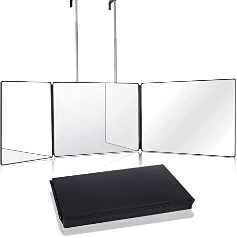 AHWOiHS 360 Grad Spiegel Mit Halterungen - 3 Wege Trifold Spiegel für Selbststyling und Haarschneiden - Haare Selbst Schneiden Haarschneide Self Cut Mirror