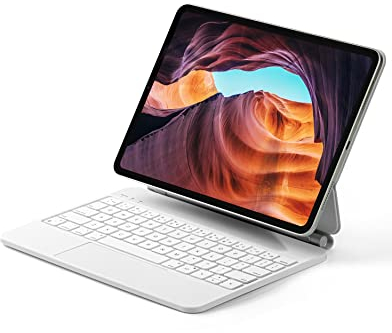 ESSAGER QWERTY-Tastatur für 11 iPad Pro 4/3/2/1, iPad Air 5/4, Bluetooth-Verbindung Tastatur, 7 Farbige Hintergrundbeleuchtung Multi-Touch-Trackpad iPad-Hülle mit Magic-Stand für Air 10,9(Weiß)