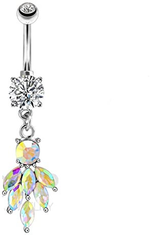 LAYCHEN 1 Stück Bauchnabelpiercing Ringe Aurora Borealis Cz Nabelringe Bauchschmuck Damen Herren