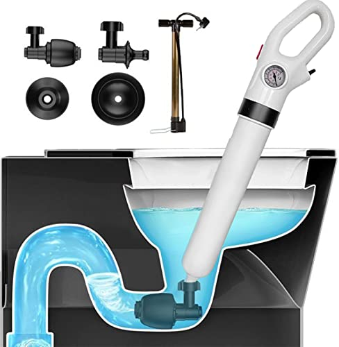Rutaqian Plunger Unblocker,Pressluft rohrreiniger druckluft Toilette,Abfluss-Kolben mit 2 Art Saugnäpfen,High Efficient Removal Clog für Toilette, Badewanne, Dusche, Wanne,Kitchen White