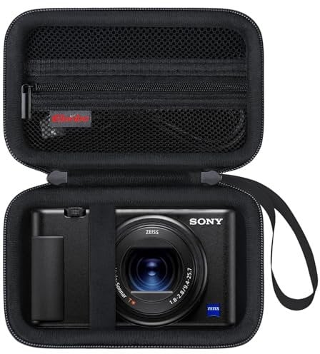 Elonbo Custodia per Sony ZV-1 / ZV-1F / ZV-1 II Fotocamera Digitale, 4K Video Streaming Camera Hard Travel Storage Cover Holder, Tasca Mesh si Adatta Alla Scheda di Memoria del Caricabatteria. Nero
