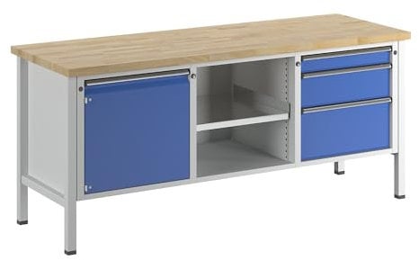 ANKE | Werkbank | Gestellbauweise Serie V | 1 Tür 540 mm | 3 Schubladen | Höhe 890 mm | Universalplatte