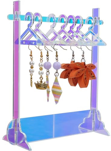 CRASPIRE Ohrring Display Halter Acryl Schmuck 32 Löcher Mini Hängend Aufhänger Rack Ohrstecker Clip auf Organizer Lagerung Stand Vitrine für Verkauf Händler Frauen Einzelhandel Marketing Laser Pink