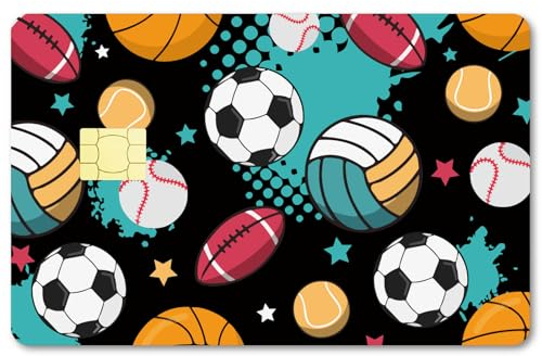 CREATCABIN Fußball-Kartenaufkleber,Ball,Kreditkarten-Haut,Wasserdicht,Debit-Bankkarten-Aufkleber,Hautschützend,Kreditabdeckung,Kartenaufkleber,Abnehmbar Für Transport,Kartendekoration,186x137mm