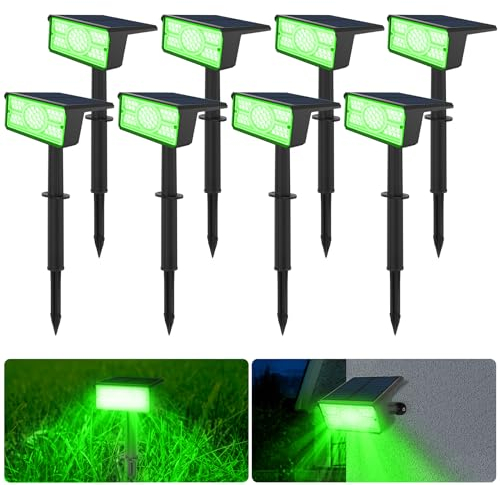 T-SUN 8 Piezas Luces Solares Exterior Verde Foco Solar Exterior 49LED Lámparas Solares Impermeable IP65 Luz de Solar para Patio, Caminos, Suelo, Piscina, Céspe