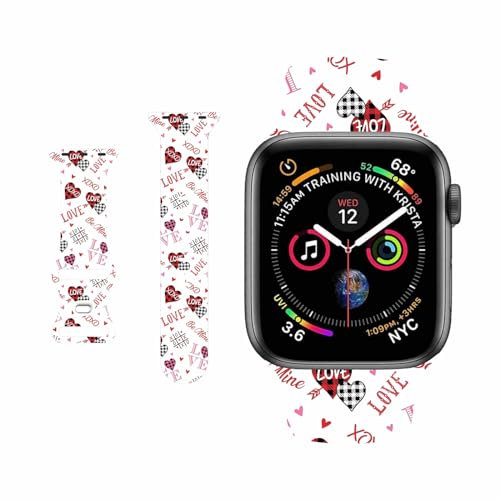 HYHMXB Sweet Lover Valentine's Day Watch Bands Compatible with Apple Watch 42mm 44mm 45 mm 49mm,Fresh Breathable Soft Silicone Wristband Strap for Girls Women iWatch Ultra SE & Series 9/8/7/