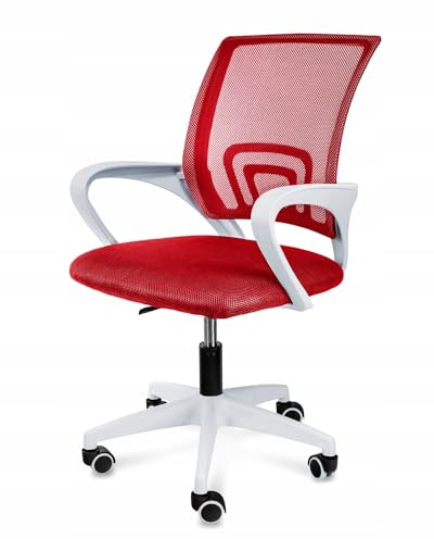 JUMI Praktisch Bürostuhl SMART - 54 x 95 x 54 cm Bürostuhl Ergonomisch, Gaming Stuhl - Pc Stuhl, Schreibtischstuhl, Drehstuhl Mit Rollen, Höhenverstellung Und Armlehne - Plastik (Rot)