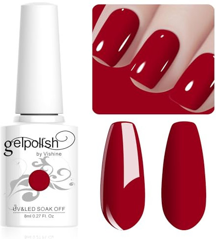 Vishine Gel Polish, 8ml Red Soak Off UV LED Nail Polish for Manicure, DIY Nail Art #078