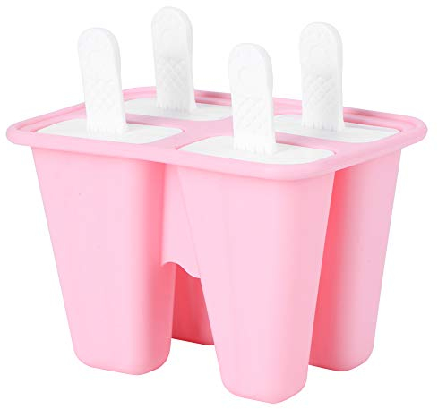 Niiyen Molde De Helado para El Hogar, Moldes De Silicona, Molde para Hacer Helados, Moldes De Color Rosa, Moldes DIY, Herramienta De Cocina, Molde De Paletas De Silicona para Cocina(4 grids)