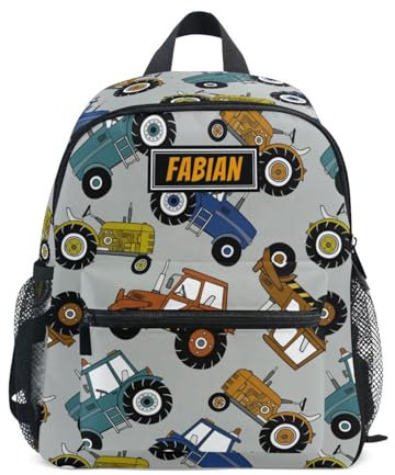 Individueller Kleinkind-Rucksack für Jungen/Mädchen, Name hier hinzufügen, personalisierbar, Kindergarten Schule, Büchertasche, Baumaschinen, Traktoren, LKW, S, Baumaschinen, Small, Benutzerdefiniert