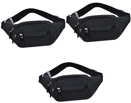 VANZACK 3stücke Waist Bag Für Männer Verstellbare Oxford Hüfttasche Für Sport Und Reisen Große Kapazität Und Langlebig Für Laufen Und Outdoor-aktivitäten Schwarz