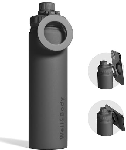 Well & Body Borraccia magnetica Magnet'O WELL & BODY 750 ml | Borraccia per telefono compatibile MagSafe in acciaio inossidabile con angolo regolabile senza BPA e isotermico, Treppiede borraccia Cross