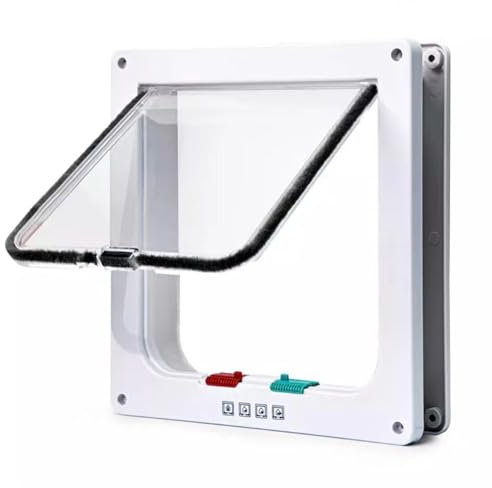 ASIAD 4 Porta con zanzariera per gattaiola gatti, Pet Flap Cat Chip chiusura magnetica a vie, porta gatti di facile installazione Etterfest esterna interna, finestra,Bianca,S