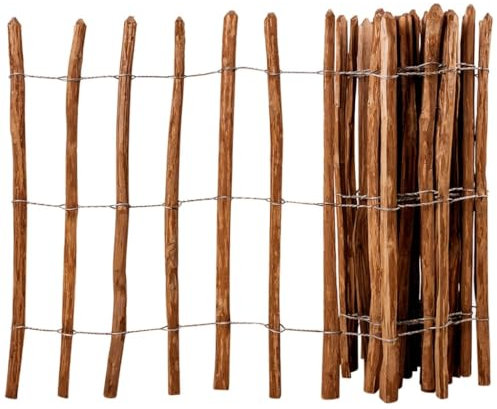 INLIFE Clôture à piquets Bois de noisetier 90x500 cm Quincaillerie,Clôtures,barrières,Panneaux de clôture Brun 16.3KG