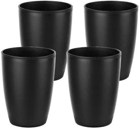 OWLMATE Lot de 4 gobelets à brosse à dents pour enfants - En plastique - Noir - Pour adultes et adolescents - 280 ml - Noir