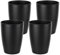 OWLMATE Lot de 4 gobelets à brosse à dents pour enfants - En plastique - Noir - Pour adultes et adolescents - 280 ml - Noir