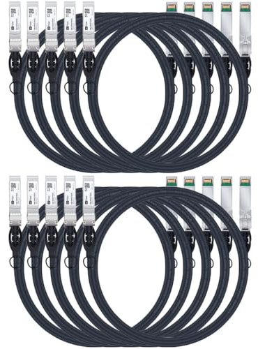 H!Fiber.com 10 Stück, 10Gb/s SFP+ DAC Kabel, 3-meter (10 ft), 10GBase-CU Passiv Direct Kupfer Twinax SFP+ Kabel für Cisco SFP-H10GB-CU3M, Ubiquiti, Netgear, and Other Open Switches and NIC