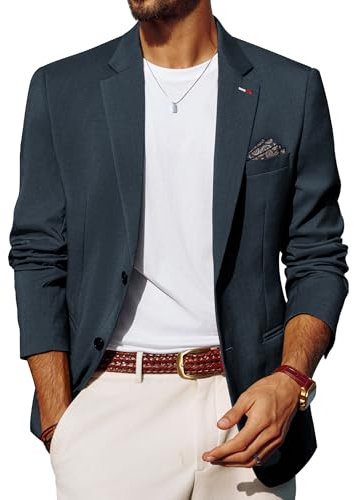 PJ PAUL JONES Sakko Herren Sportlich Blazer Anzugjacke 2 Knöpfe mit Gekerbtem Revers Dunkelblau L