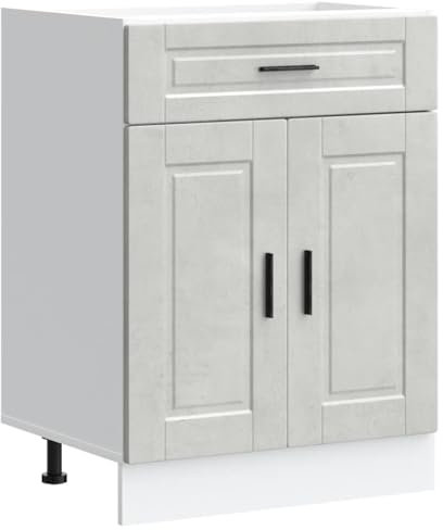 vidaXL kitchen base cabinet – porto series – concrete grey – engineered wood – 60x46x81.5 cm