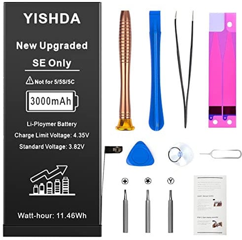 YISHDA 3000MAH Battery for iPhone SE, Upgraded replacement battery for iPhone SE 2016 1st generation (A1662/A1723/A1724) with professional repair tool kits