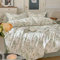 Freyamy Housse de Couette en Coton 140x200+1 Taie d'oreiller 65x65cm Blanc Jaune Vert Feuilles Floral Ado Parure de lit en Coton Fleurs Sets de Housse Couette Adulte Filles avec Fermeture Éclair