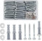 30 Sets M10x50mm Heavy Duty Masonry Brick Wall Plugs and Screws Bolts Anchors, Concrete Screws with Washers & Wall Plugs, Plasterboard Fixings for TV Bracket, Dry Wall, Shelves, Water Heater Mounting
