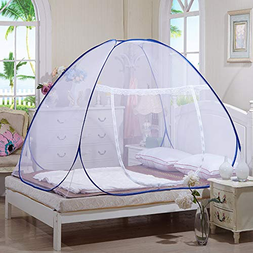 QKVGFYDNCX Moustiquaire Pop-up pour lit, baldaquin Pliable à Double Porte, Tente de lit, Filets pour Sol de lit, Camping, Voyage, Porte Simple, 200 x 200 x 160 cm