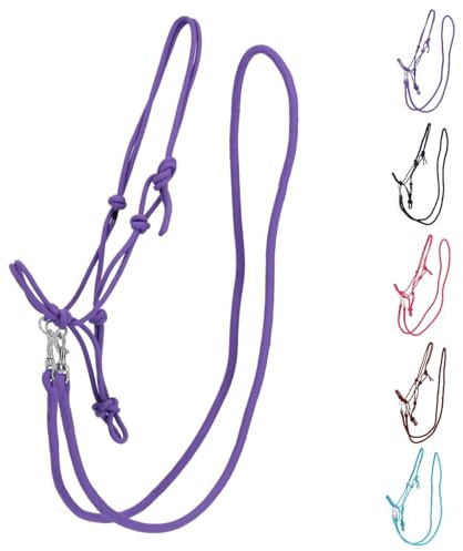 NETPROSHOP 1 Set Knotenhalfter und Seil-Zügel für gebissloses Reiten Gr. Shetty, Pony, Cob, Full, Groesse:Shetty, Farbe:Lila