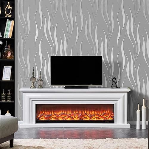 Snewvie Vliestapete grau silber Mustertapete Elegance Tapete im silber glitzer streifen tapete Wandtapete wohnzimmer schlafzimmer flur strukturtapete