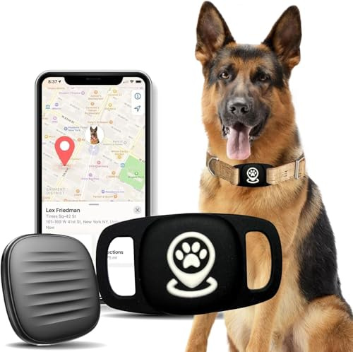 Dog Tracker, Pet Tracker with Dog Collar Tracker Holder, Dog Tracker with No Monthly Fees for Location Tracking, Work with Find My Only iOS, No GPS