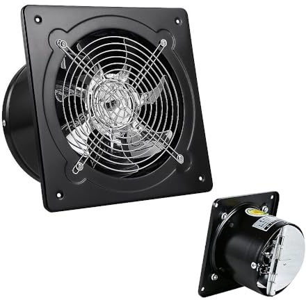 SKIKHN Extractor Fan, 4 Inch/100 mm Kitchen Exhaust Fan, Black Extractor Fan Bathroom, Low Noise Stainless Steel Exhaust Fan, Wall Mounted Industrial Ventilation Fan for Kitchen Bathroom Warehouse