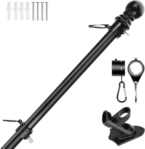ARATERVIO 1,8 m(6ft) Fahnenmast-Set mit Wandhalterung, professioneller Metallfahnenmast zur Wandmontage für Haus, Garten, Hof, Private und gewerbliche Nutzung