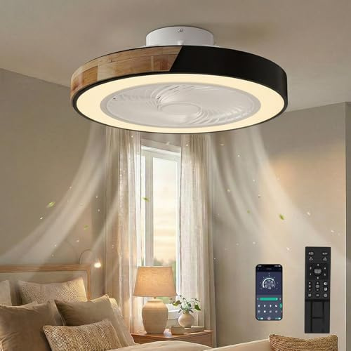 DATO Deckenventilator mit Beleuchtung, 3 Farbtemperatur und 6 Geschwindigkeiten LED-Deckenventilator mit Lampe Leise Dimmbar (A)