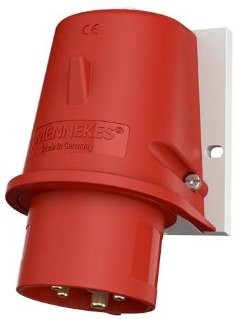 MENNEKES CEE Wandgerätestecker, 32 A, 5-polig, 400 V, IP44, Schraubkontakt | Gerätestecker, 6h, Industrie Wandstecker