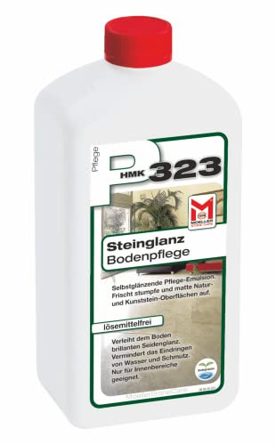 Moeller Stone Care - HMK P323 Steinglanz - Steinbodenpflege - 1 Liter - Selbstglänzende Pflege-Emulsion, frischt stumpfe und matte Naturstein- und Kunststein-Oberflächen auf.