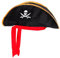 Alsino Dreispitz Piraten Hut für Erwachsene mit rotem Band & Totenkopf Emblem (Ph-03) - Farbe: schwarz gold, One Size Größe