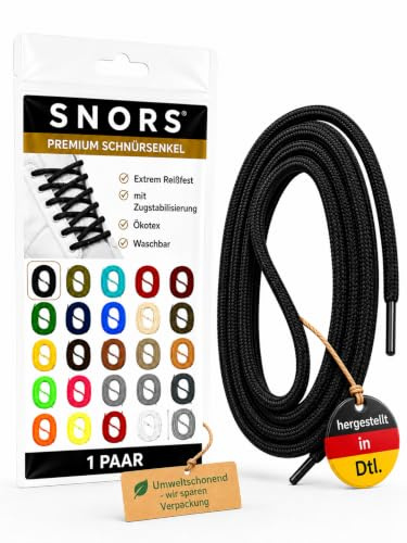 SNORS Schnürsenkel rund 26 Farben 60-150cm 3mm, stabile Schuhbänder | reißfeste Laces aus Deutschland, für Sportschuhe Sneaker Turnschuhe Kinderschuhe, leicht elastisch, Polyester bunt