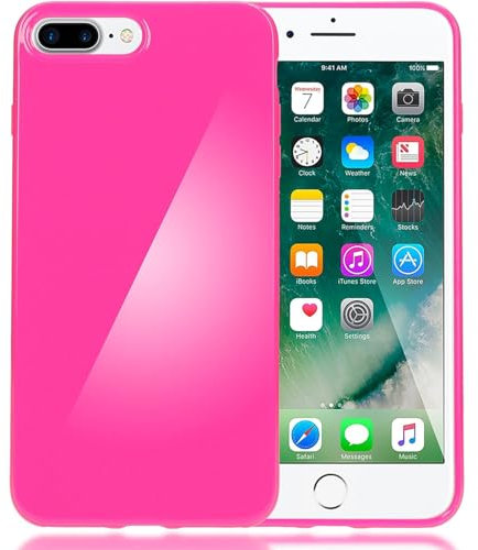 NALIA Custodia compatibile con iPhone 8 Plus / 7 Plus, Cover Protezione Slim Case Protettiva Morbido Cellulare in Silicone, Gomma Jelly Telefono Bumper Sottile - Pink Rosa